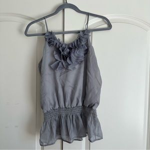 Anthropology Love Notes Ruffle Blouse Top Grey